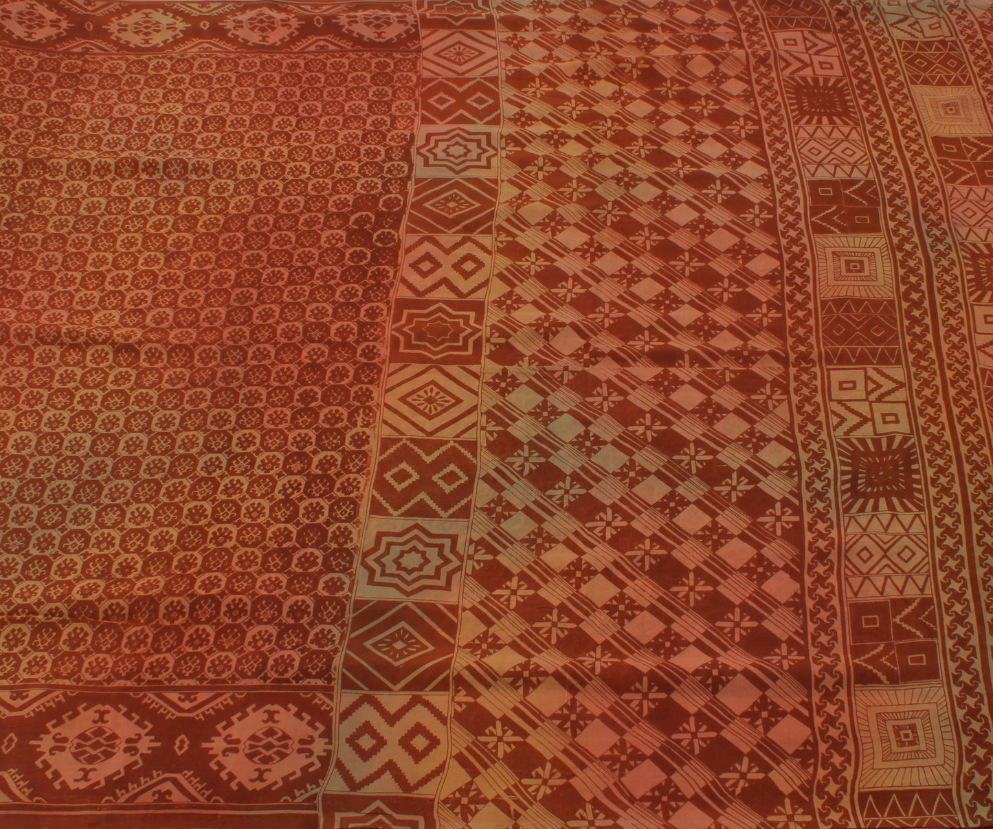 Sushila Vintage Indian Saree 100% Pure Georgette Silk Printed  Craft Fabric