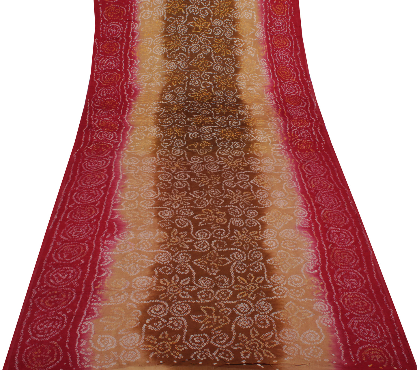 Sushila Vintage Saree 100% Pure Georgette Silk Bandhani Printed Craft Fabric