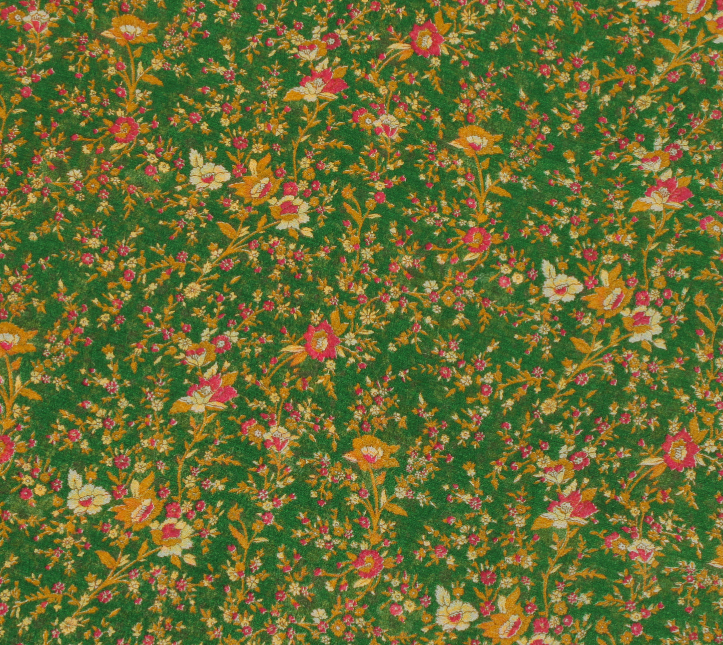 Sushila Vintage Green Saree Blend Georgette Silk Printed Floral Craft Fabric