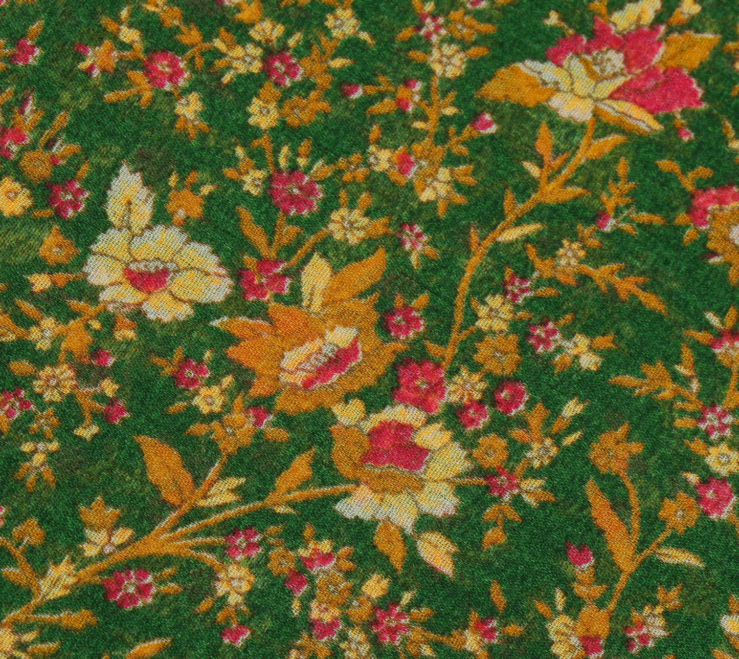 Sushila Vintage Green Saree Blend Georgette Silk Printed Floral Craft Fabric
