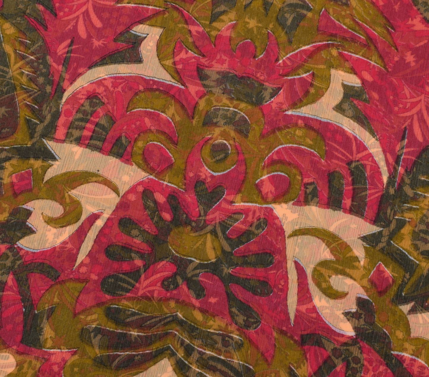 Sushila Vintage Indian Saree Blend Georgette Silk Printed Floral Craft Fabric