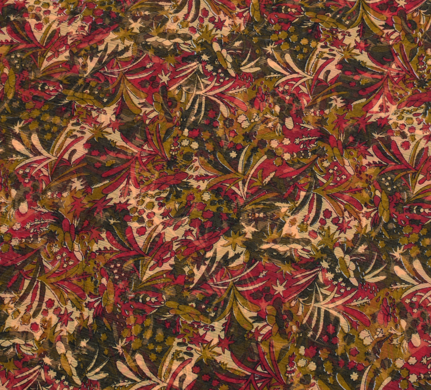 Sushila Vintage Indian Saree Blend Georgette Silk Printed Floral Craft Fabric