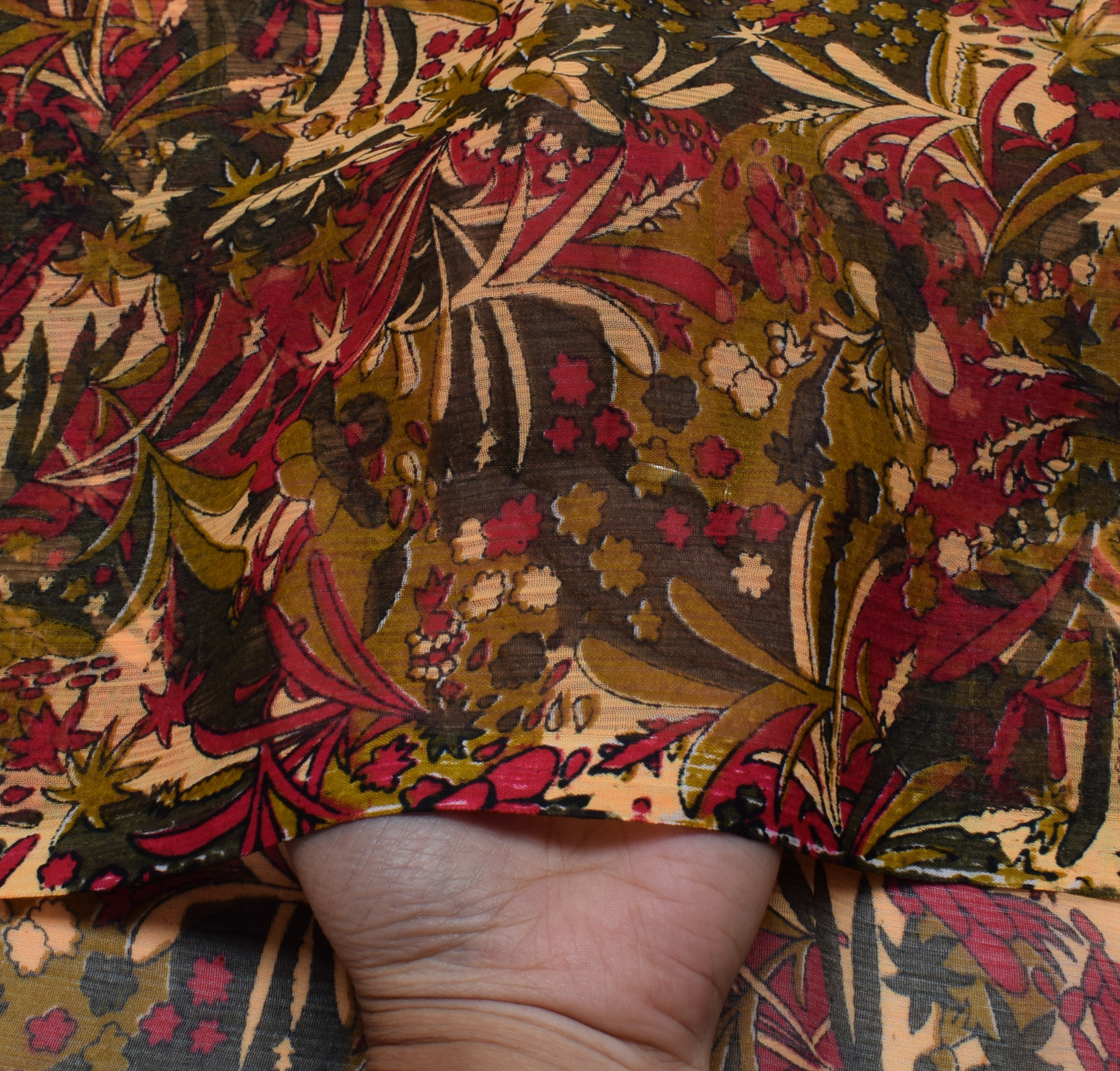 Sushila Vintage Indian Saree Blend Georgette Silk Printed Floral Craft Fabric