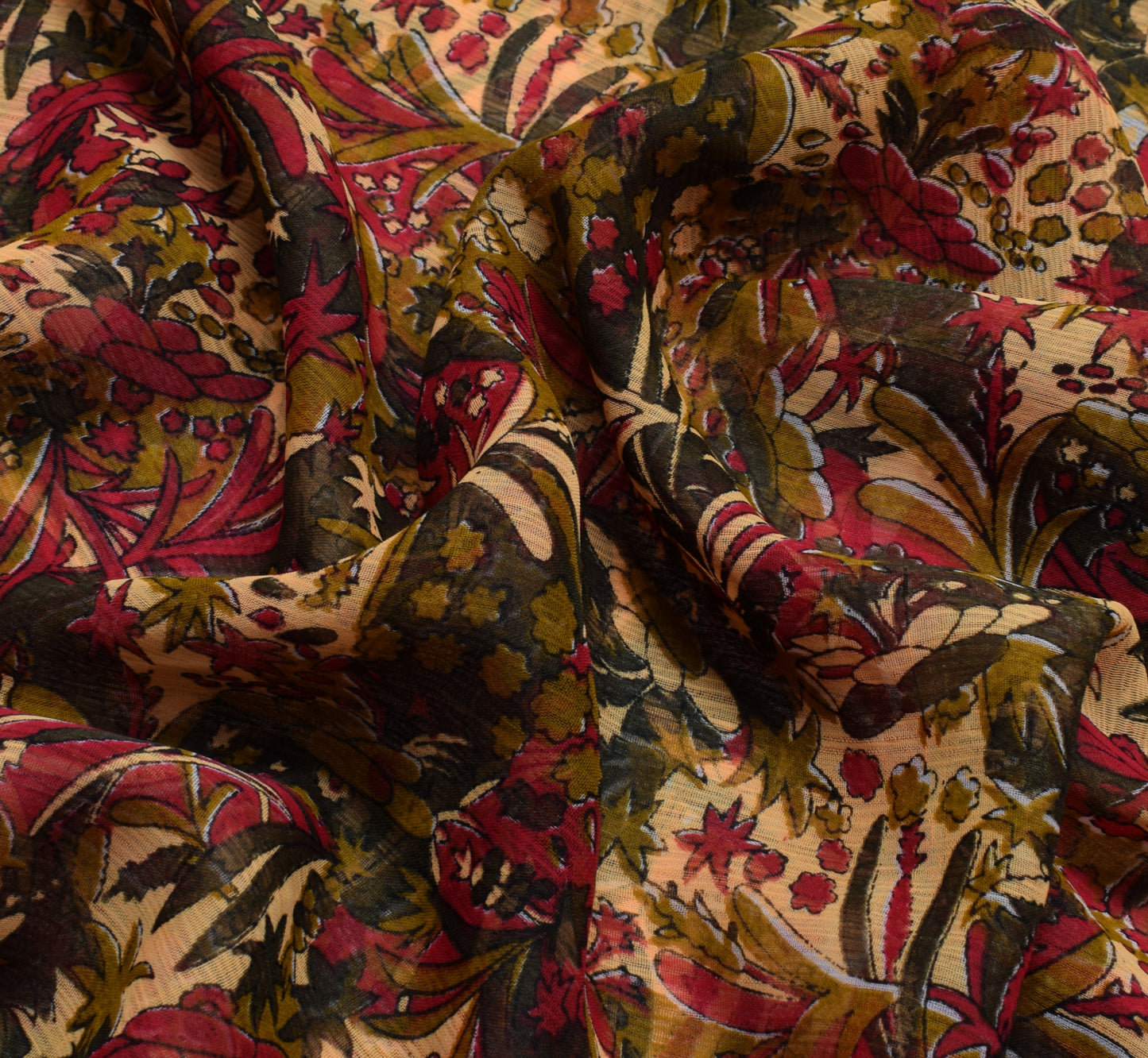 Sushila Vintage Indian Saree Blend Georgette Silk Printed Floral Craft Fabric