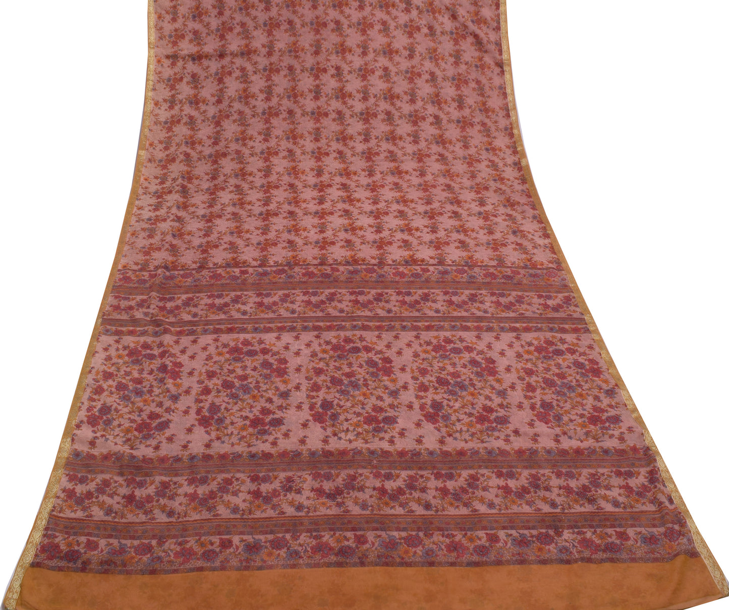 Sushila Vintage Indian Saree Blend Georgette Silk Printed Floral Craft Fabric