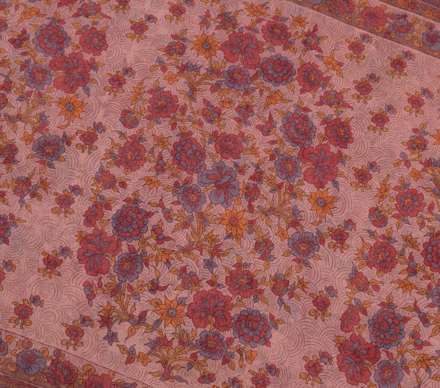 Sushila Vintage Indian Saree Blend Georgette Silk Printed Floral Craft Fabric