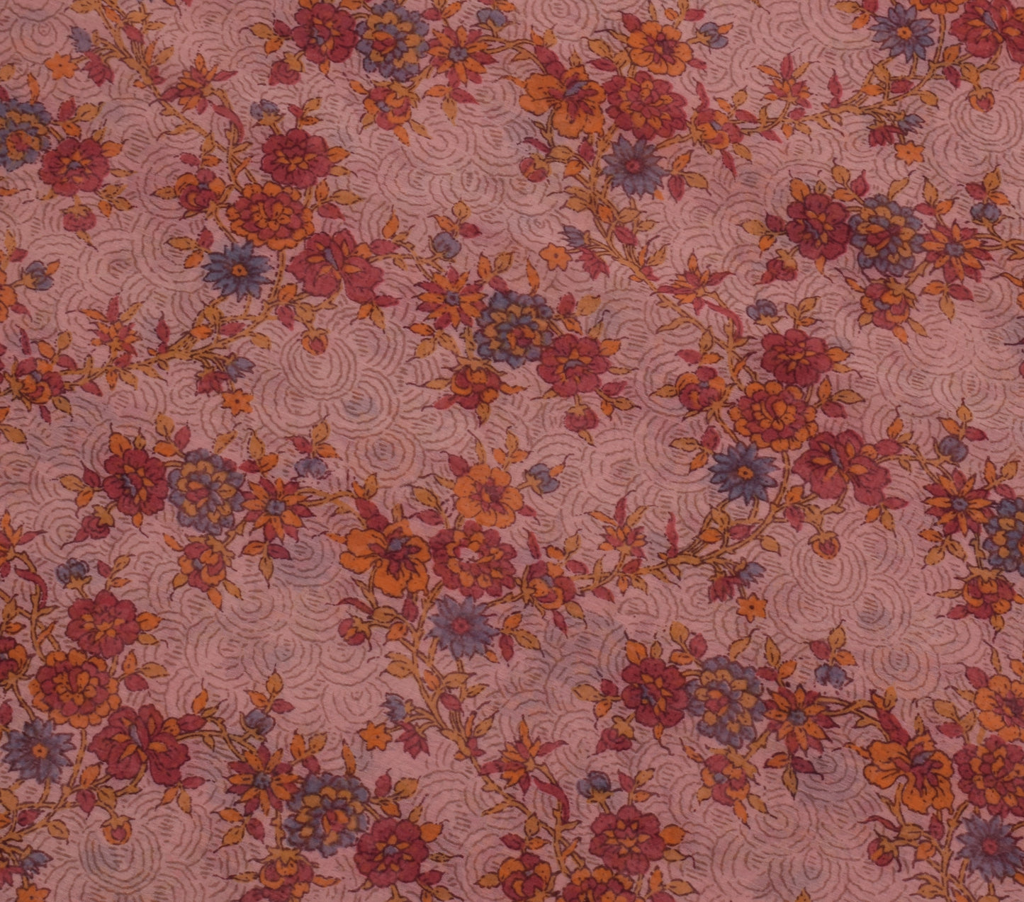 Sushila Vintage Indian Saree Blend Georgette Silk Printed Floral Craft Fabric