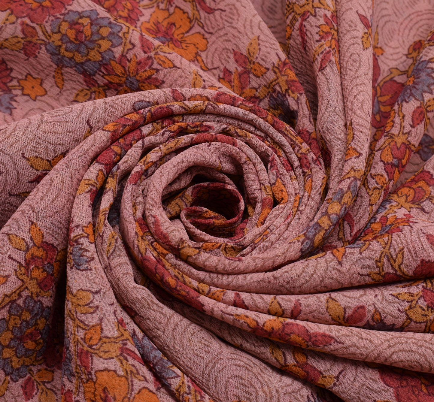 Sushila Vintage Indian Saree Blend Georgette Silk Printed Floral Craft Fabric