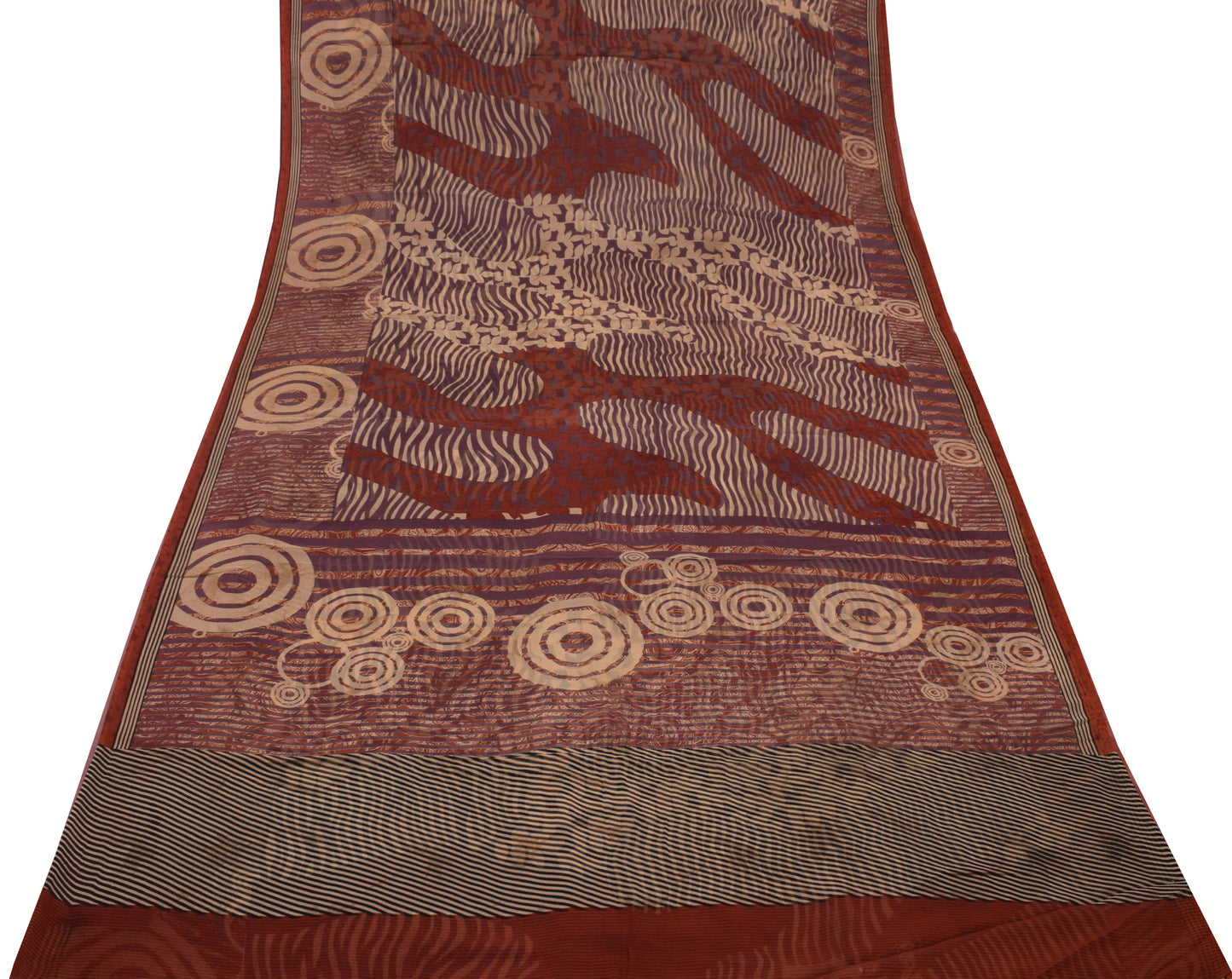 Sushila Vintage Indian Saree 100% Pure Georgette Silk Printed 5 YD Craft Fabric