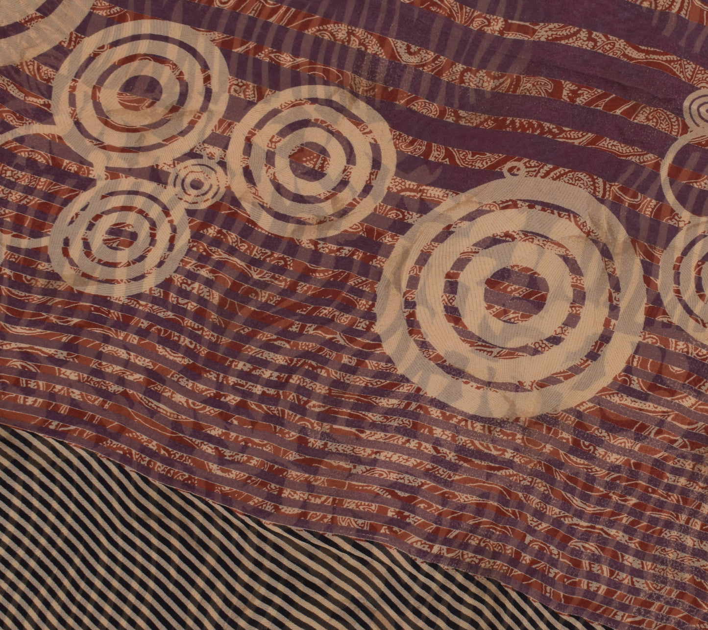 Sushila Vintage Indian Saree 100% Pure Georgette Silk Printed 5 YD Craft Fabric