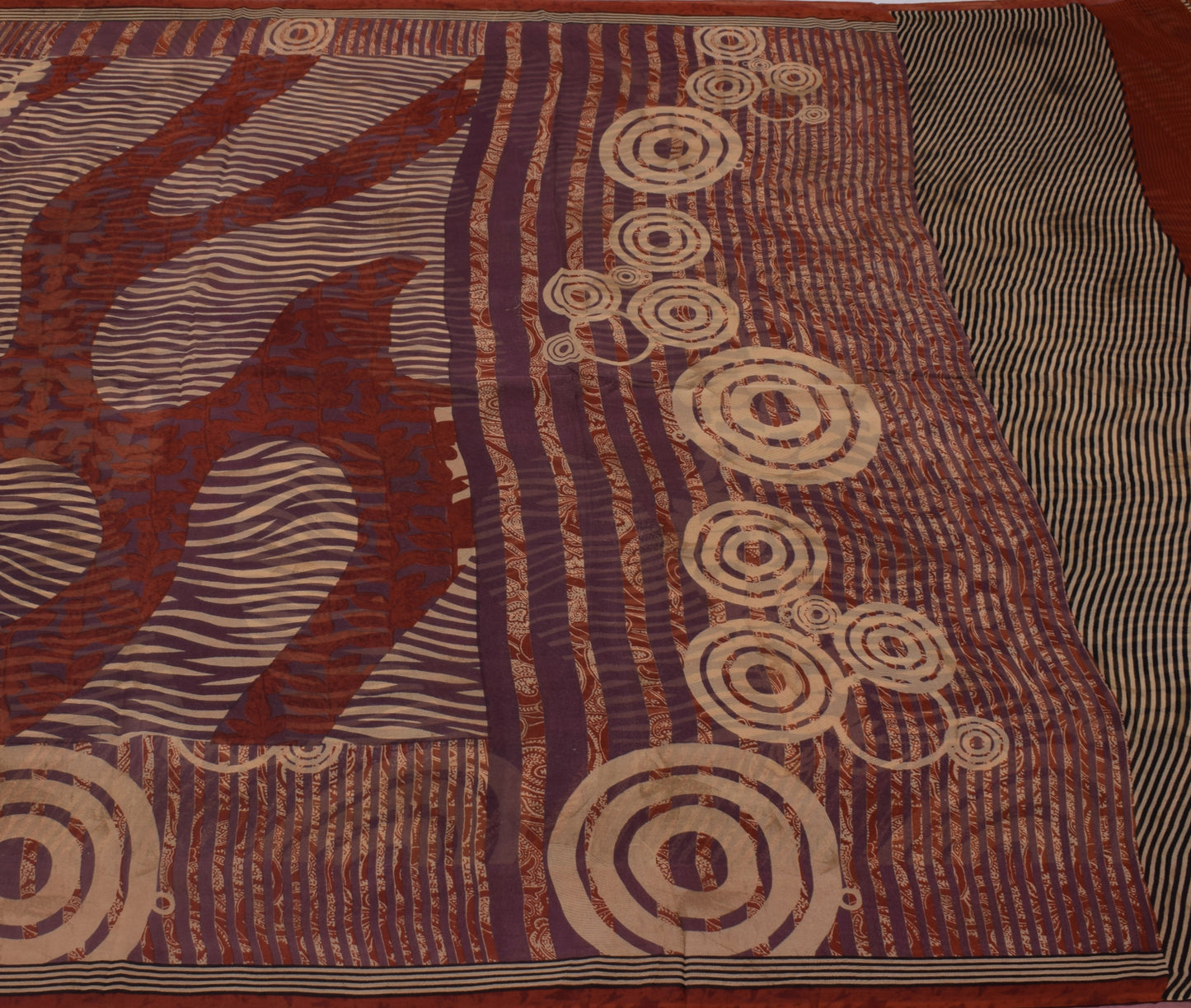 Sushila Vintage Indian Saree 100% Pure Georgette Silk Printed 5 YD Craft Fabric