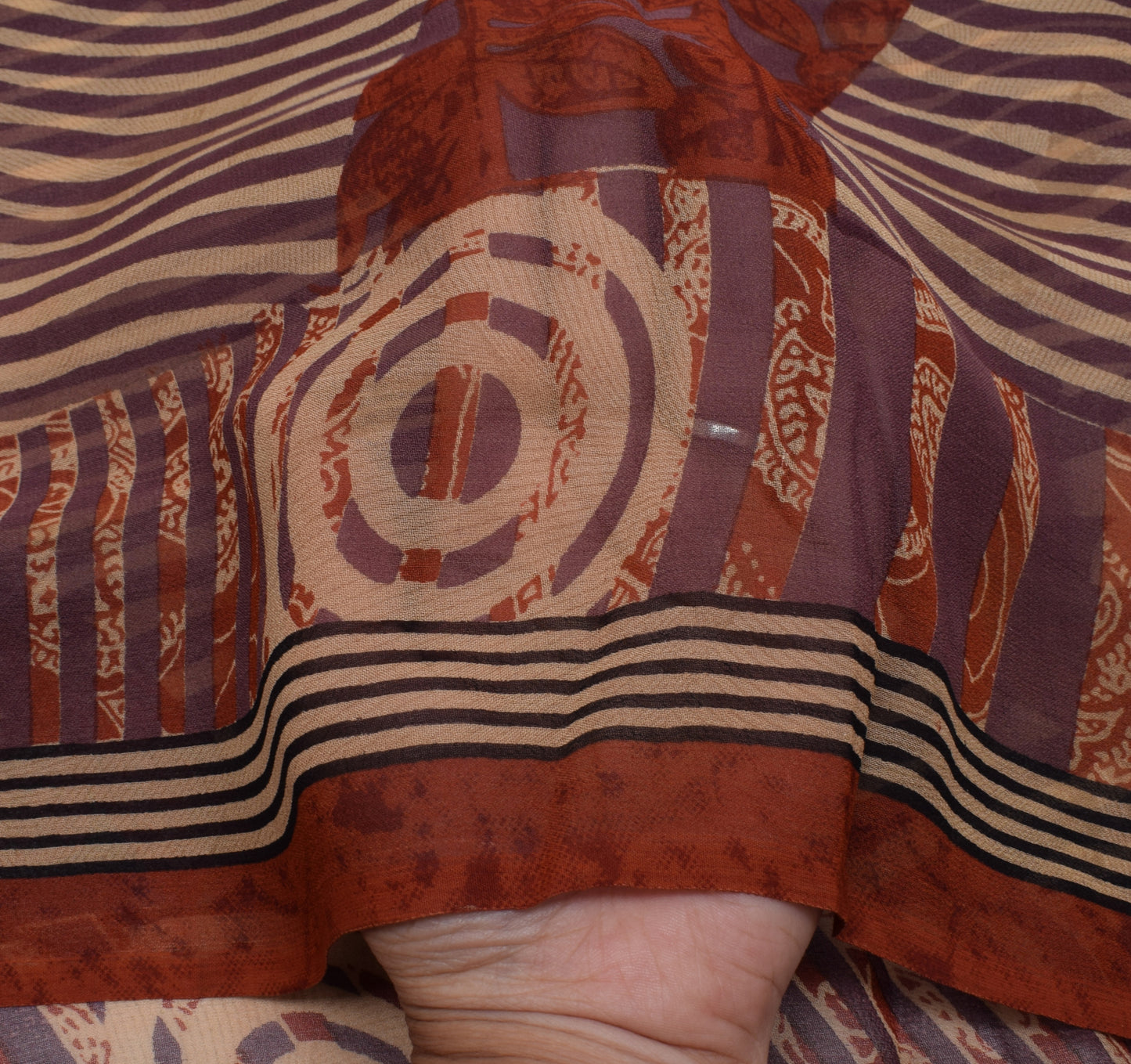 Sushila Vintage Indian Saree 100% Pure Georgette Silk Printed 5 YD Craft Fabric