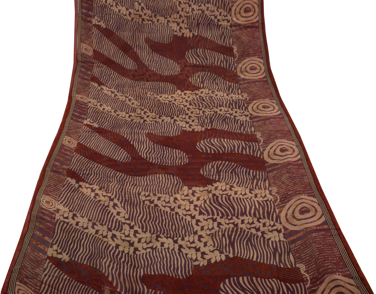 Sushila Vintage Indian Saree 100% Pure Georgette Silk Printed 5 YD Craft Fabric