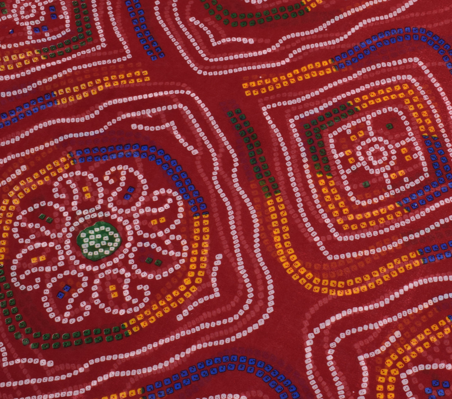 Sushila Vintage Red Saree Blend Georgette Silk Bandhani Printed Craft Fabric