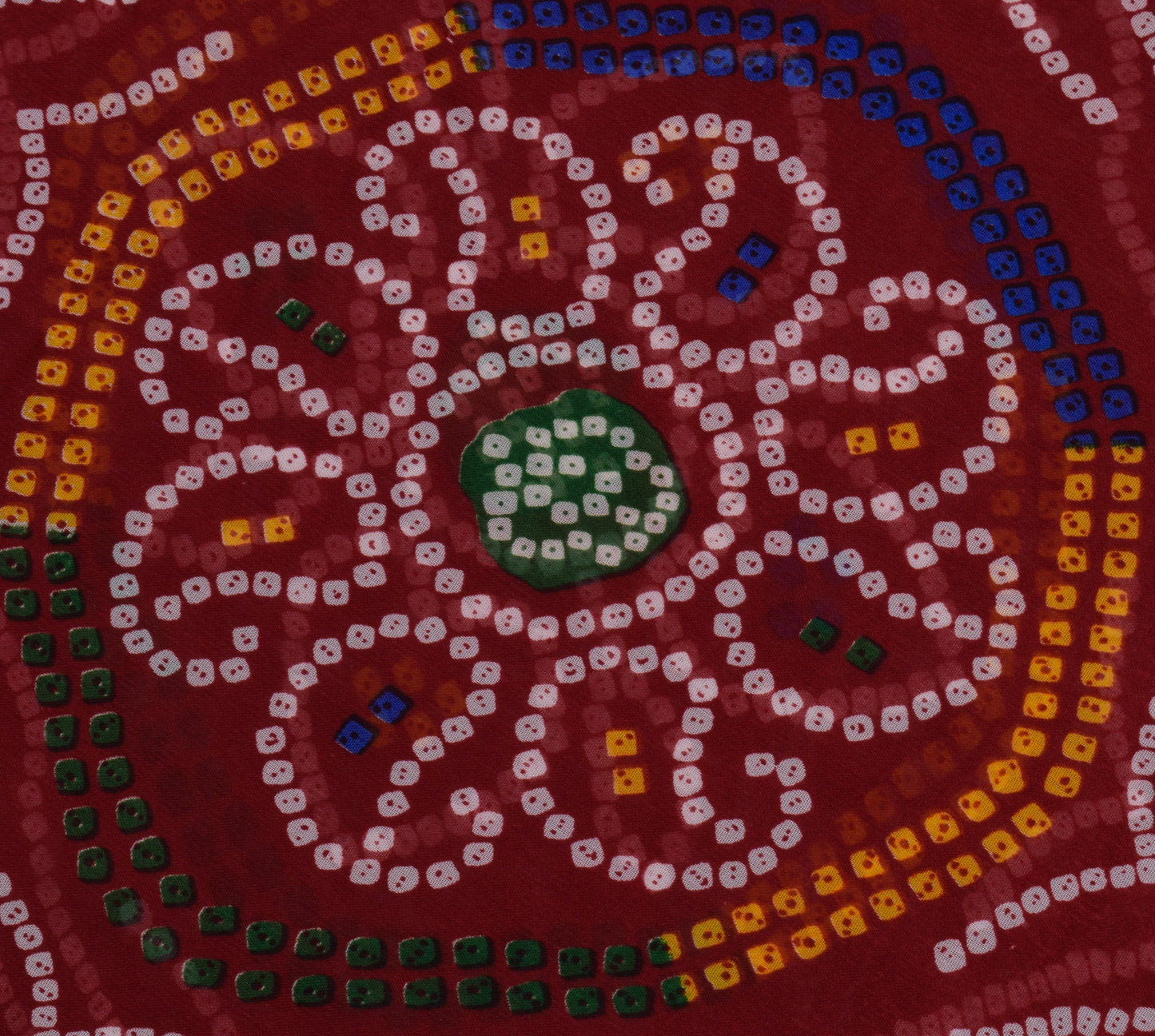 Sushila Vintage Red Saree Blend Georgette Silk Bandhani Printed Craft Fabric