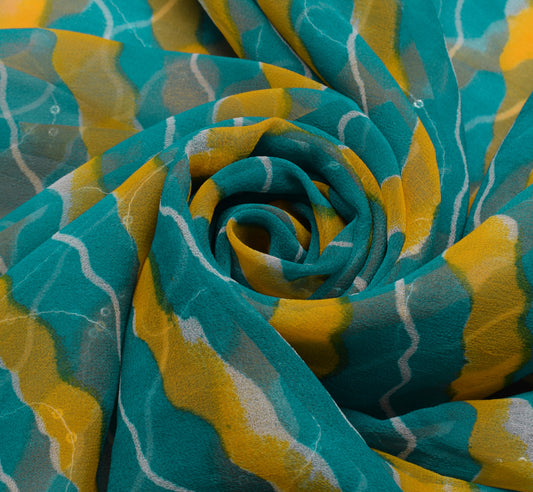 Sushila Vintage Multi-Color Saree Blend Georgette Silk Printed Craft Fabric