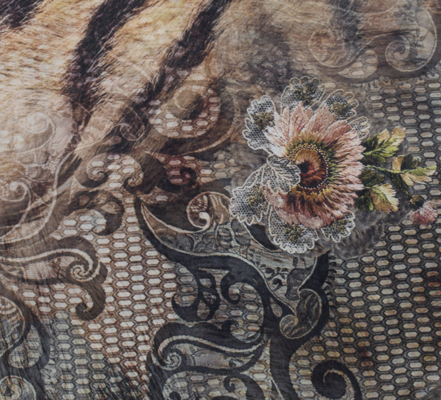 Sushila Vintage Indian Sari Blend Georgette Silk Printed Floral Craft Fabric