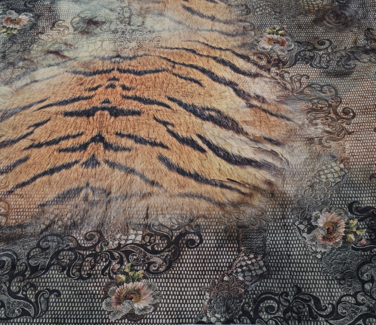 Sushila Vintage Indian Sari Blend Georgette Silk Printed Floral Craft Fabric