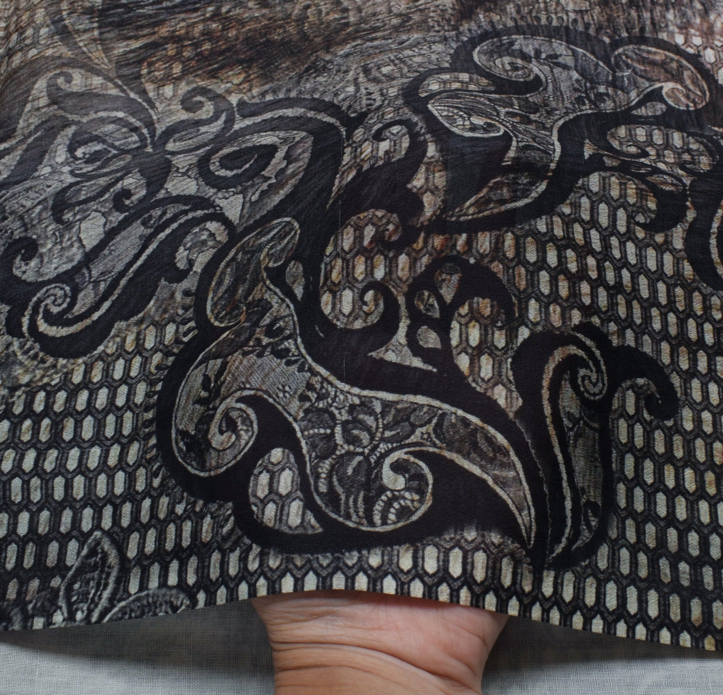 Sushila Vintage Indian Sari Blend Georgette Silk Printed Floral Craft Fabric