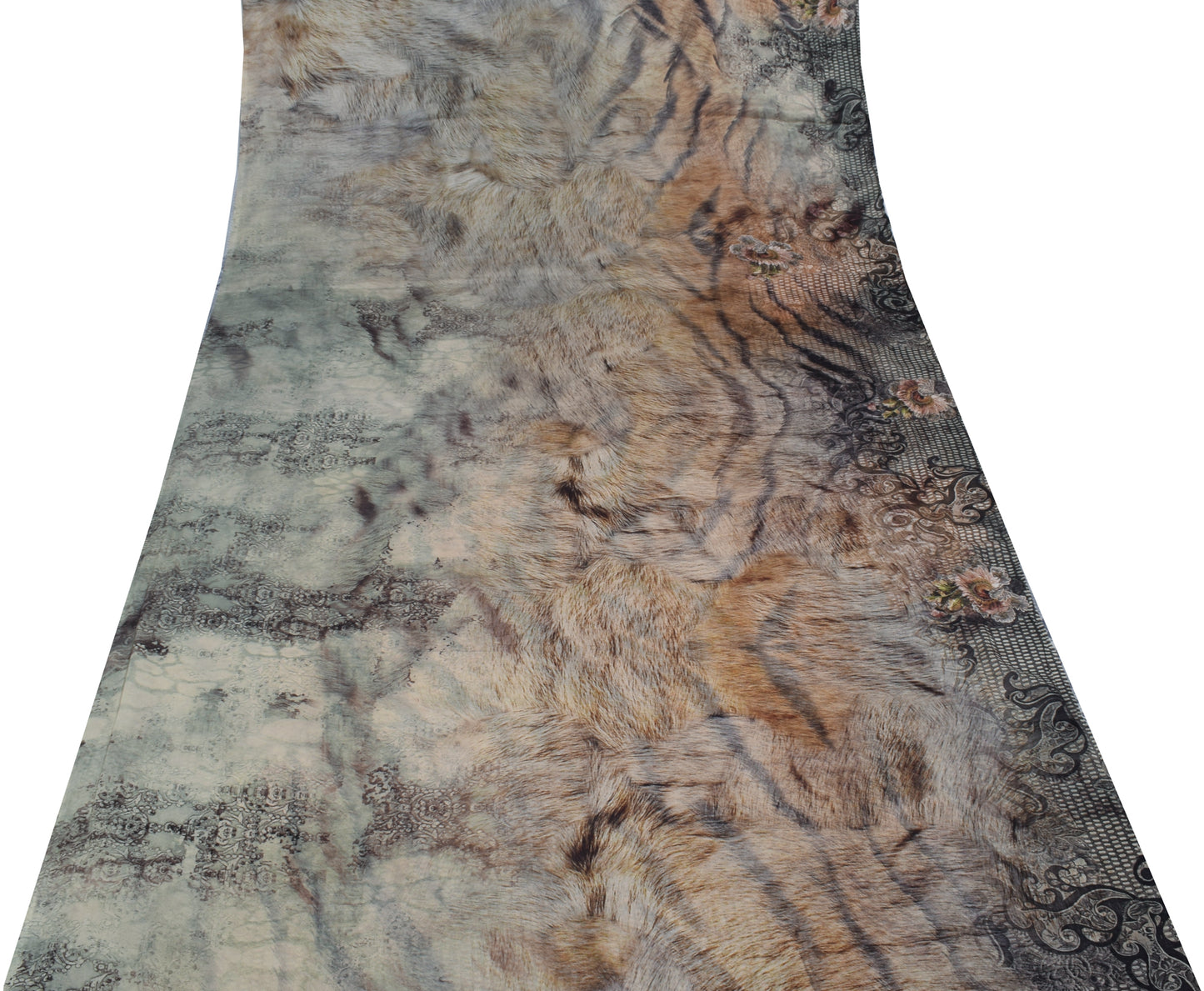 Sushila Vintage Indian Sari Blend Georgette Silk Printed Floral Craft Fabric