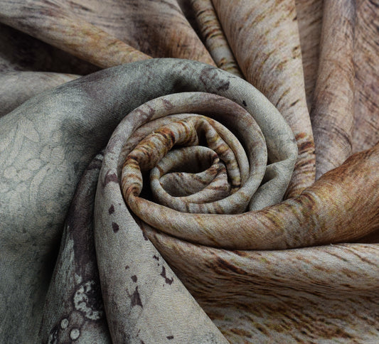 Sushila Vintage Indian Sari Blend Georgette Silk Printed Floral Craft Fabric