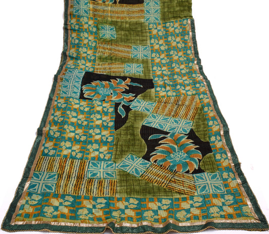 Sushila Vintage Multi-Color Sari Pure Georgette Silk Printed Floral Craft Fabric