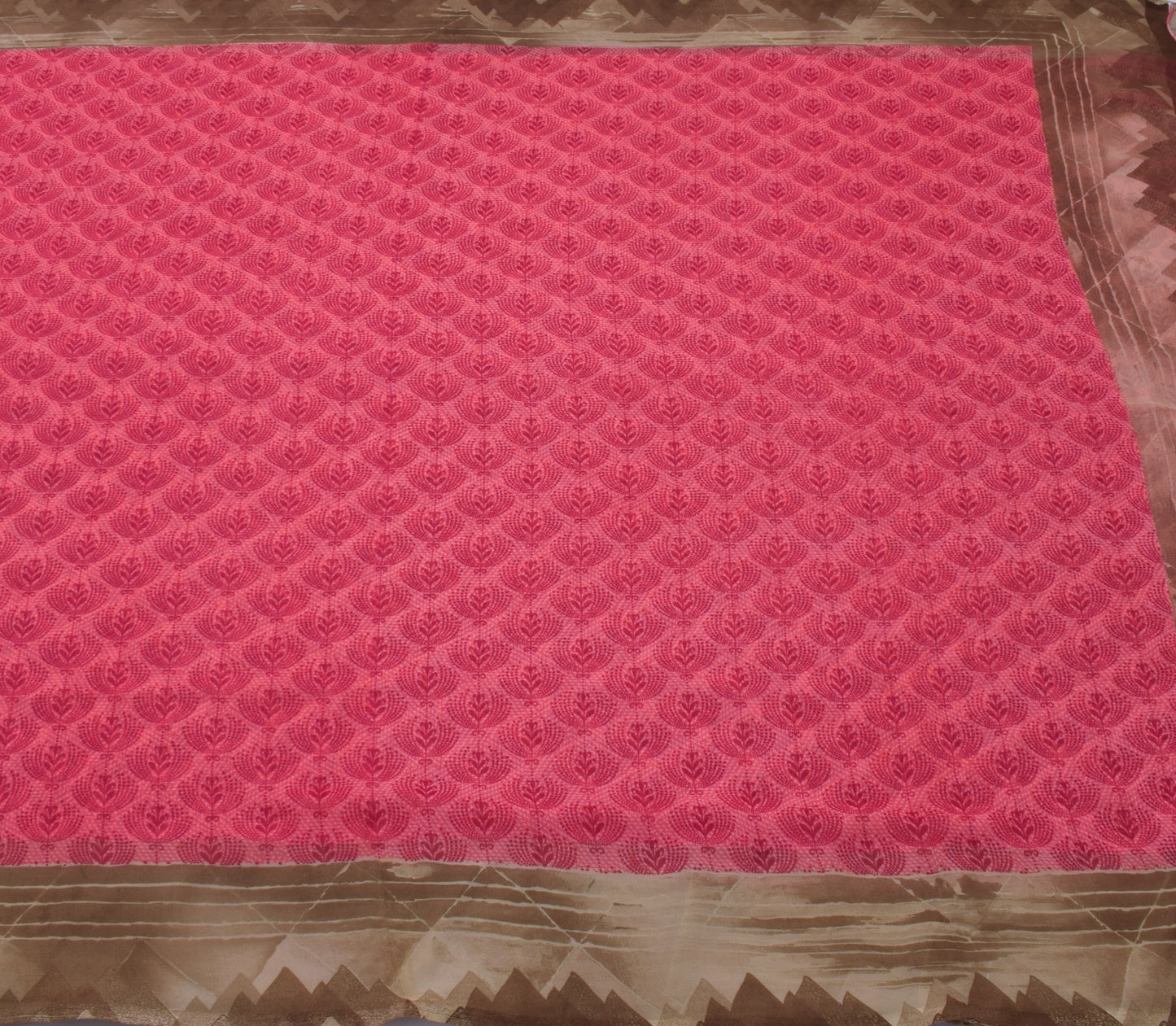 Sushila Vintage Indian Saree Blend Georgette Silk Printed Floral Craft Fabric