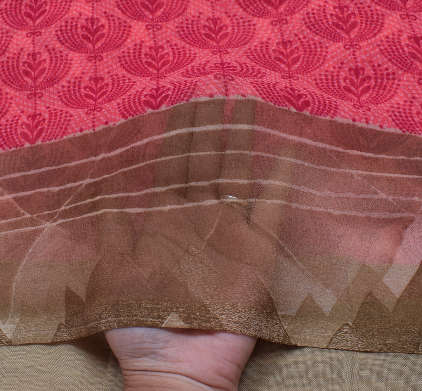 Sushila Vintage Indian Saree Blend Georgette Silk Printed Floral Craft Fabric