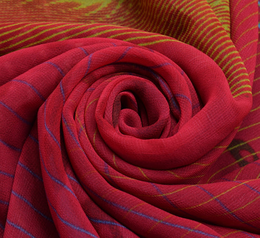 Sushila Vintage Multi-Color Saree Blend Georgette Silk Printed Craft Fabric