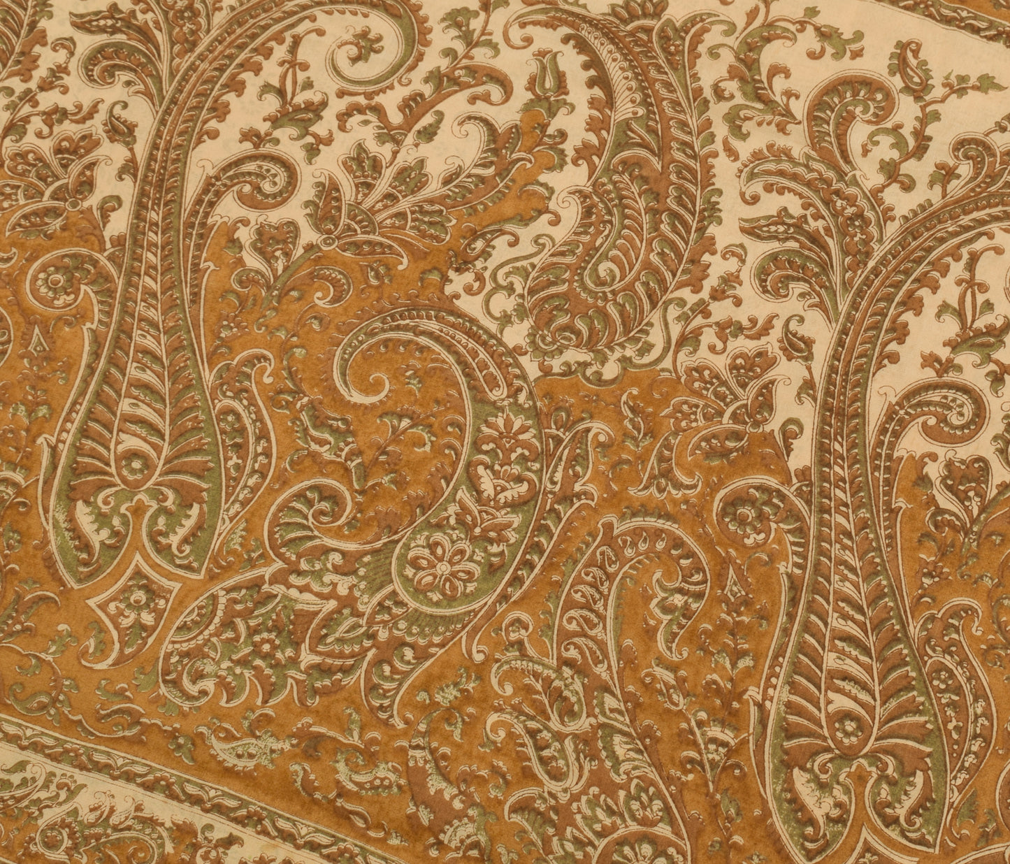 Sushila Vintage Light Brown Sari Pure Georgette Silk Printed Floral Craft Fabric