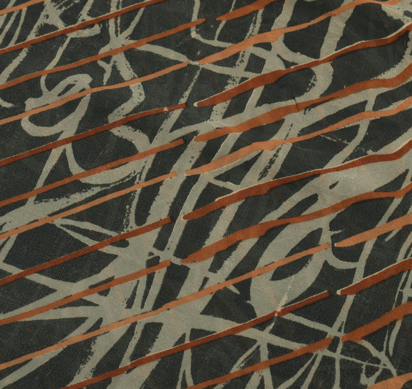 Sushila Vintage Gray Saree 100% Pure Georgette Silk Printed Floral Craft Fabric