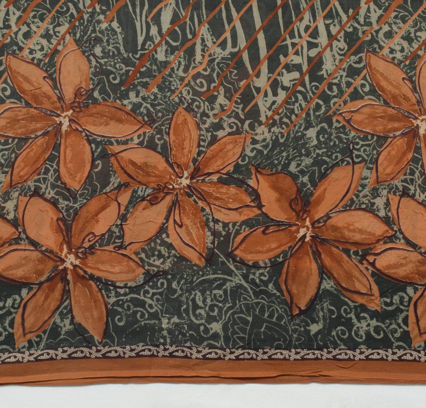 Sushila Vintage Gray Saree 100% Pure Georgette Silk Printed Floral Craft Fabric