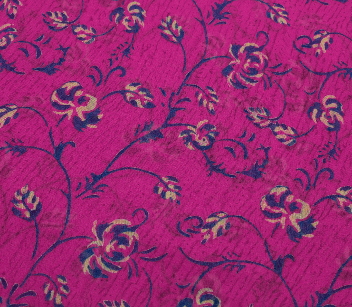 Sushila Vintage Purple Sari 100% Pure Georgette Silk Printed Floral Craft Fabric