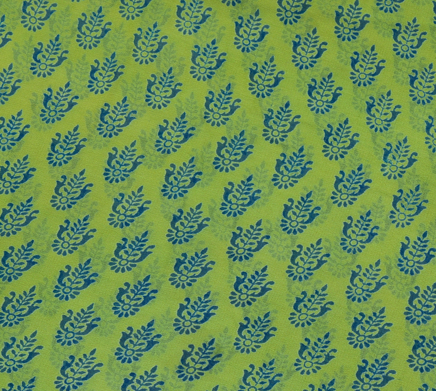 Sushila Vintage Green Saree 100% Pure Georgette Silk Printed Floral Craft Fabric