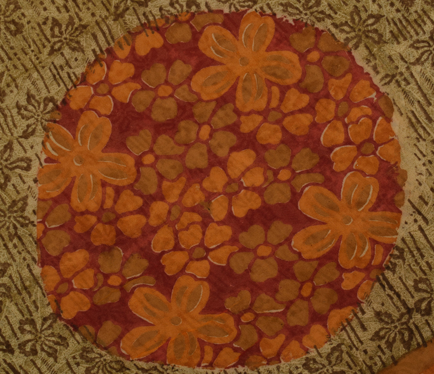 Sushila Vintage Brown Saree 100% Pure Georgette Silk Printed Floral Craft Fabric