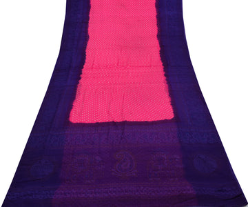 Sushila Vintage Magenta Saree Pure Georgette Silk Bandhani Printed Craft Fabric