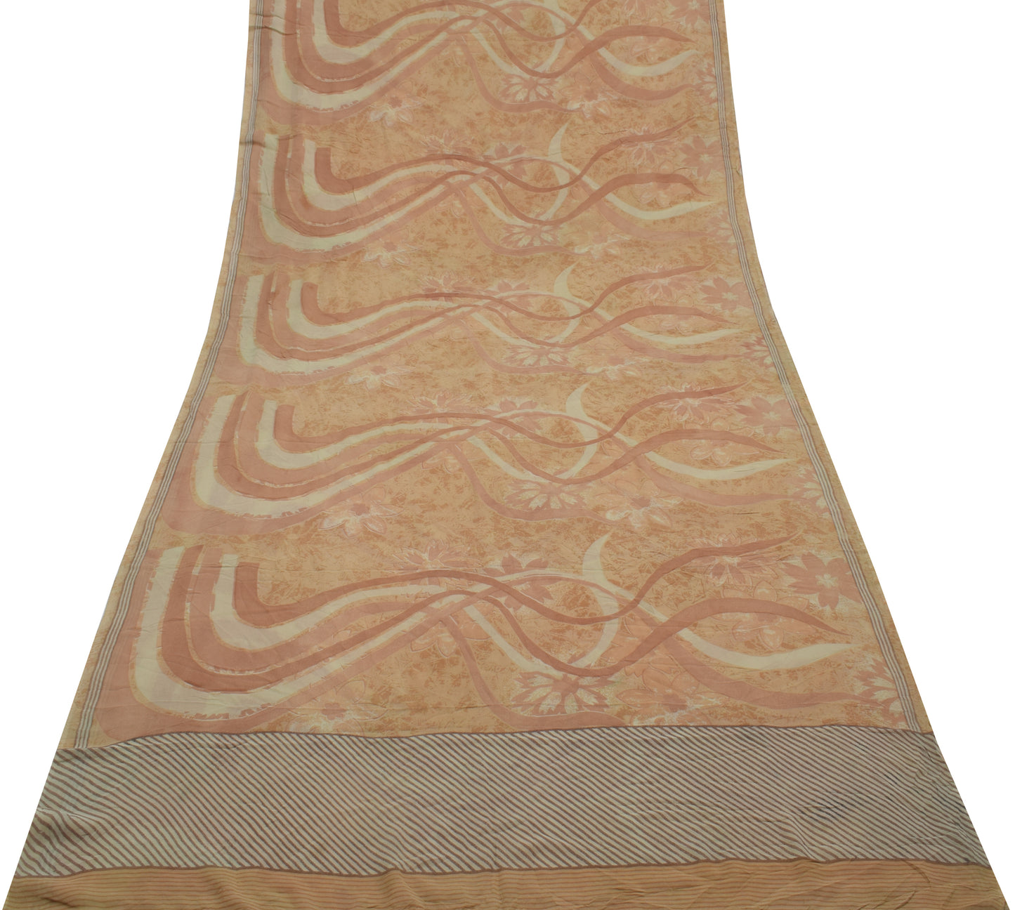 Sushila Vintage Indian Saree 100% Pure Georgette Silk Printed Craft Fabric