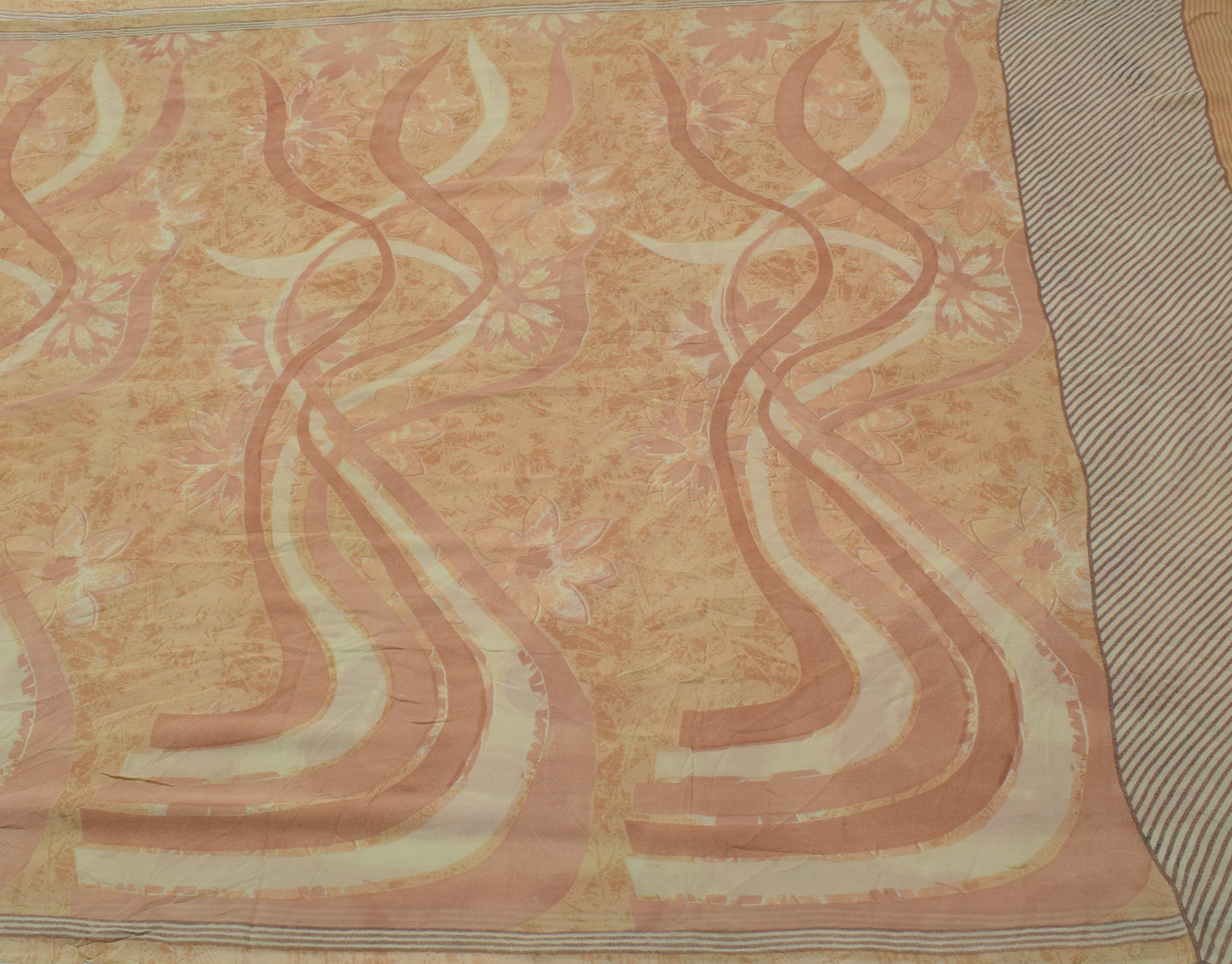 Sushila Vintage Indian Saree 100% Pure Georgette Silk Printed Craft Fabric