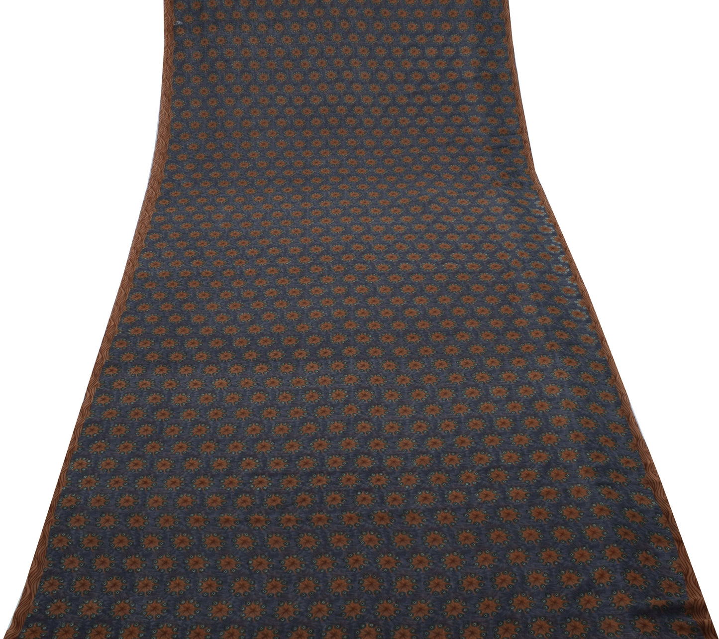 Sushila Vintage Gray Saree Blend Georgette Silk Printed Floral Craft Fabric