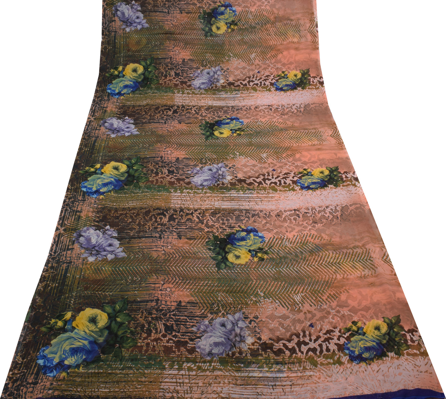 Sushila Vintage Indian Saree Blend Georgette Silk Printed Floral Craft Fabric