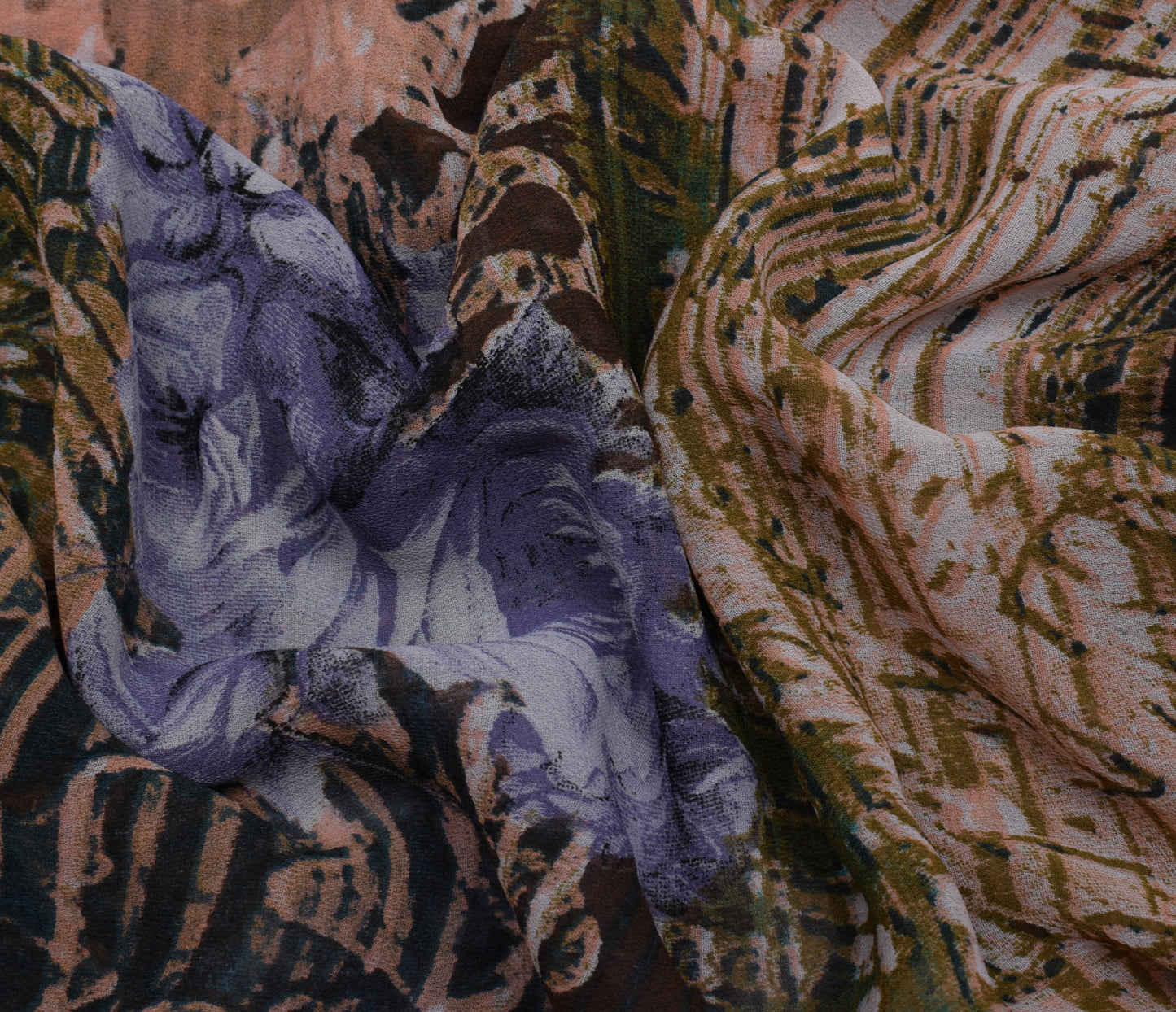 Sushila Vintage Indian Saree Blend Georgette Silk Printed Floral Craft Fabric