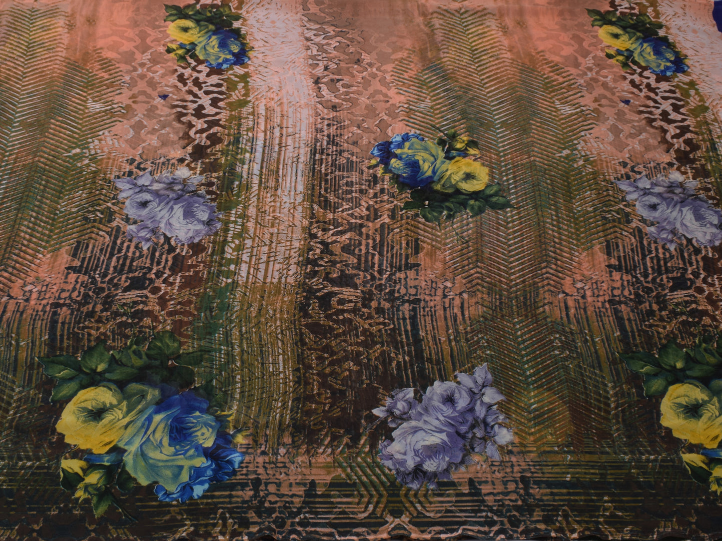 Sushila Vintage Indian Saree Blend Georgette Silk Printed Floral Craft Fabric