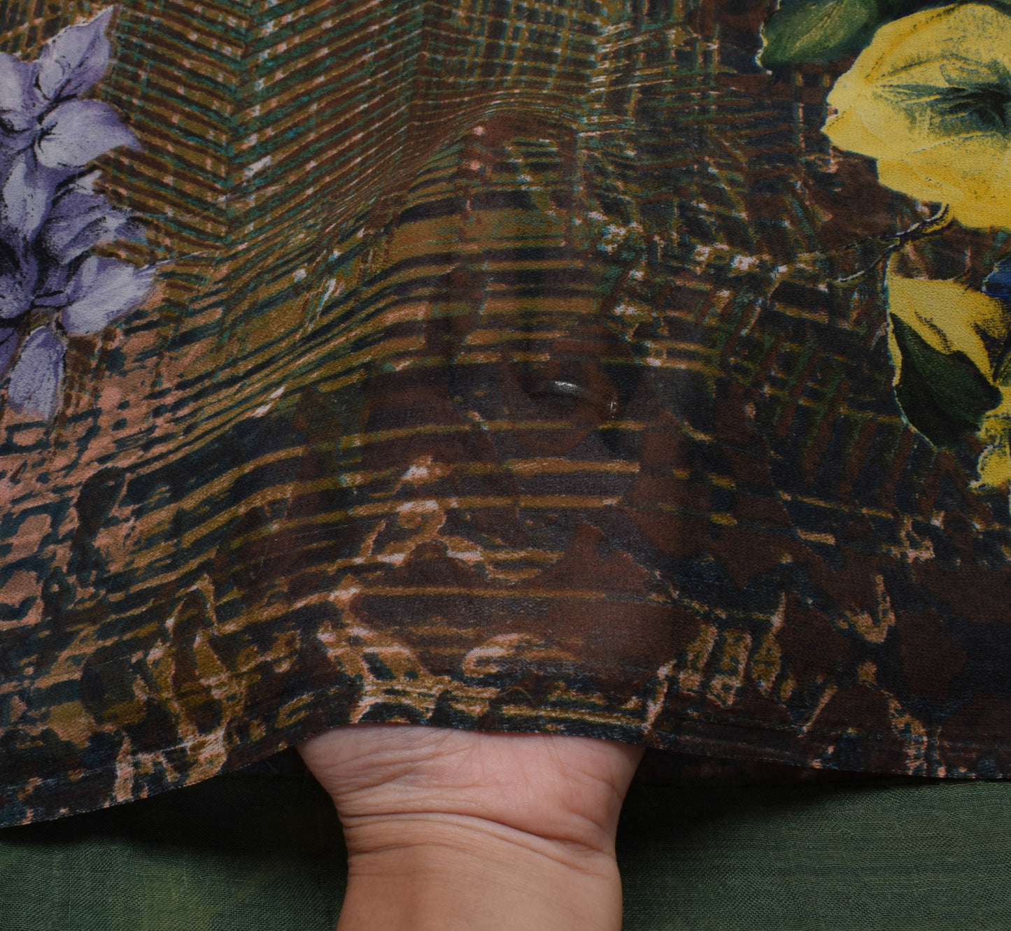 Sushila Vintage Indian Saree Blend Georgette Silk Printed Floral Craft Fabric