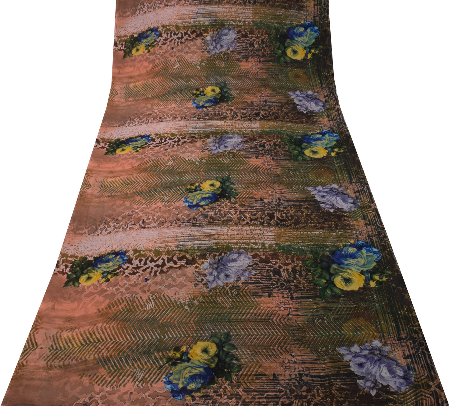 Sushila Vintage Indian Saree Blend Georgette Silk Printed Floral Craft Fabric