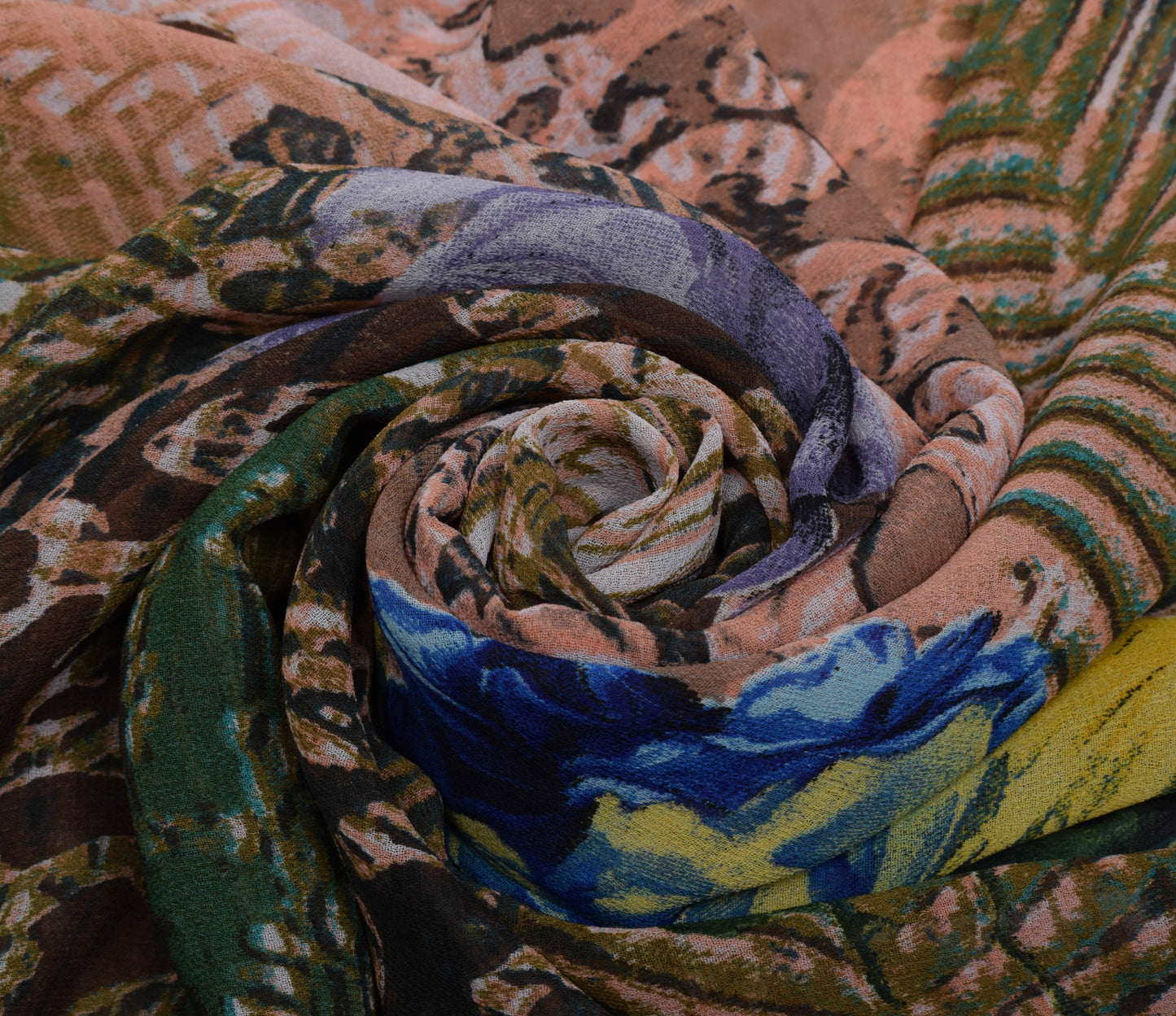 Sushila Vintage Indian Saree Blend Georgette Silk Printed Floral Craft Fabric