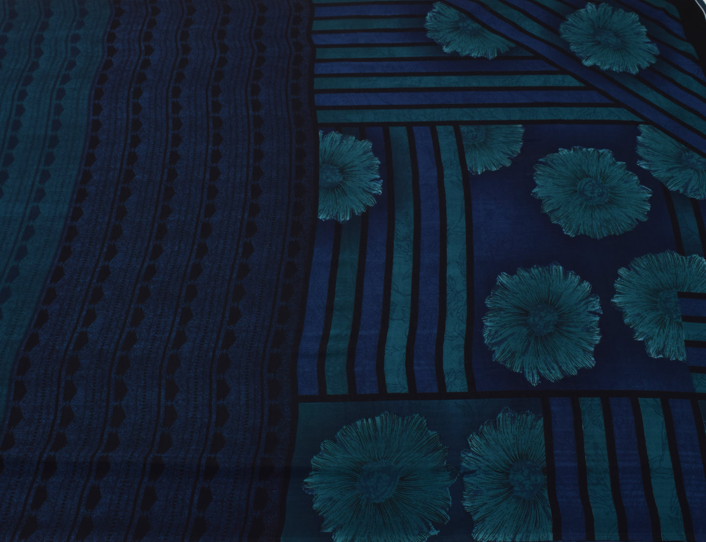 Sushila Vintage Indian Saree Blend Georgette Silk Printed 5 Yard Craft Fabric