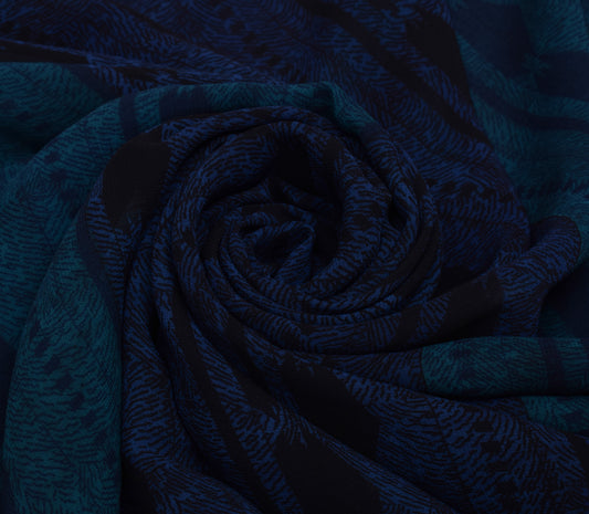Sushila Vintage Indian Saree Blend Georgette Silk Printed 5 Yard Craft Fabric