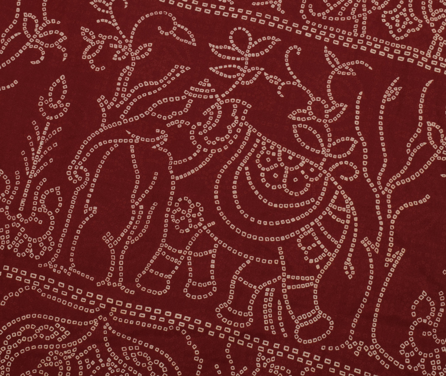 Sushila Vintage Maroon Saree Blend Georgette Silk Bandhani Printed Craft Fabric