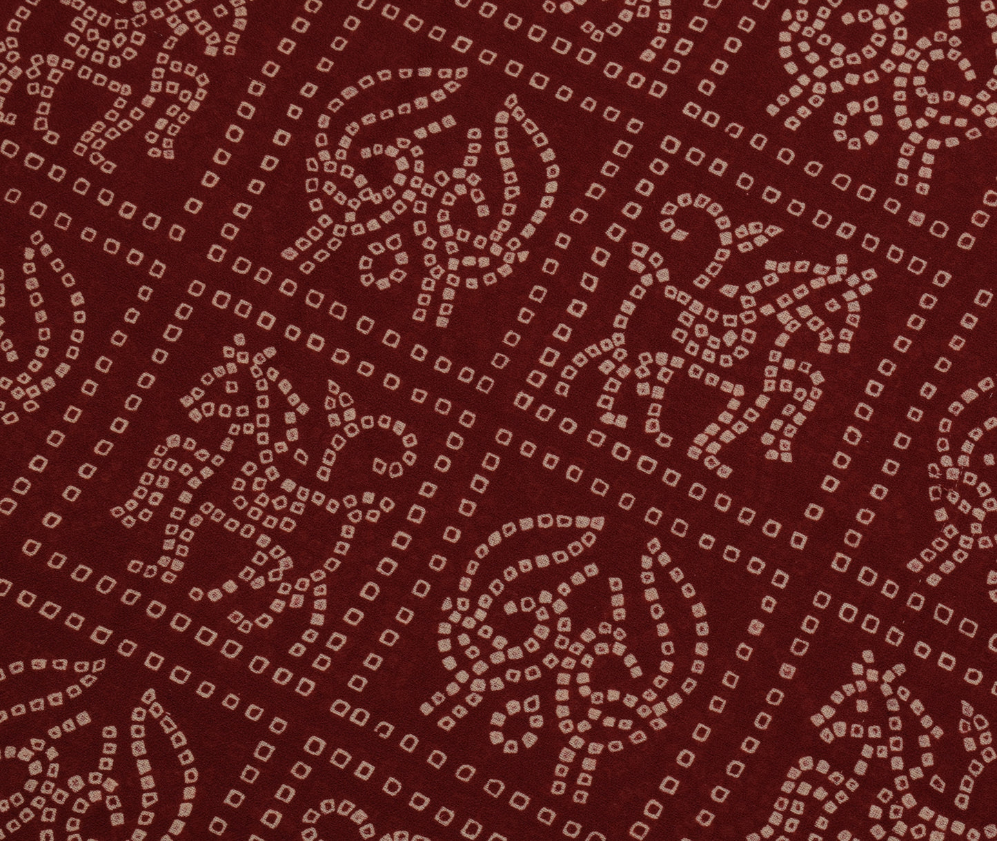 Sushila Vintage Maroon Saree Blend Georgette Silk Bandhani Printed Craft Fabric