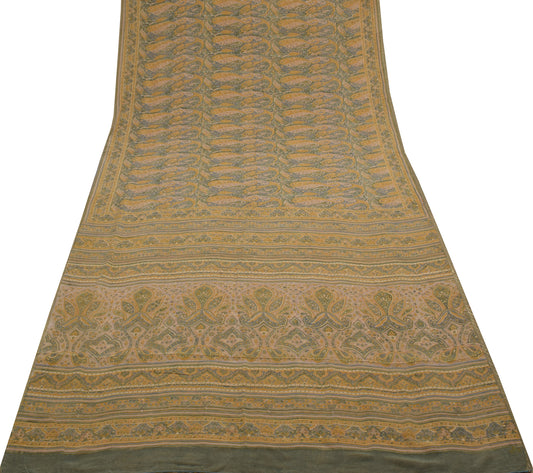 Sushila Vintage Indian Saree Pure Georgette Silk Printed Paisley Craft Fabric